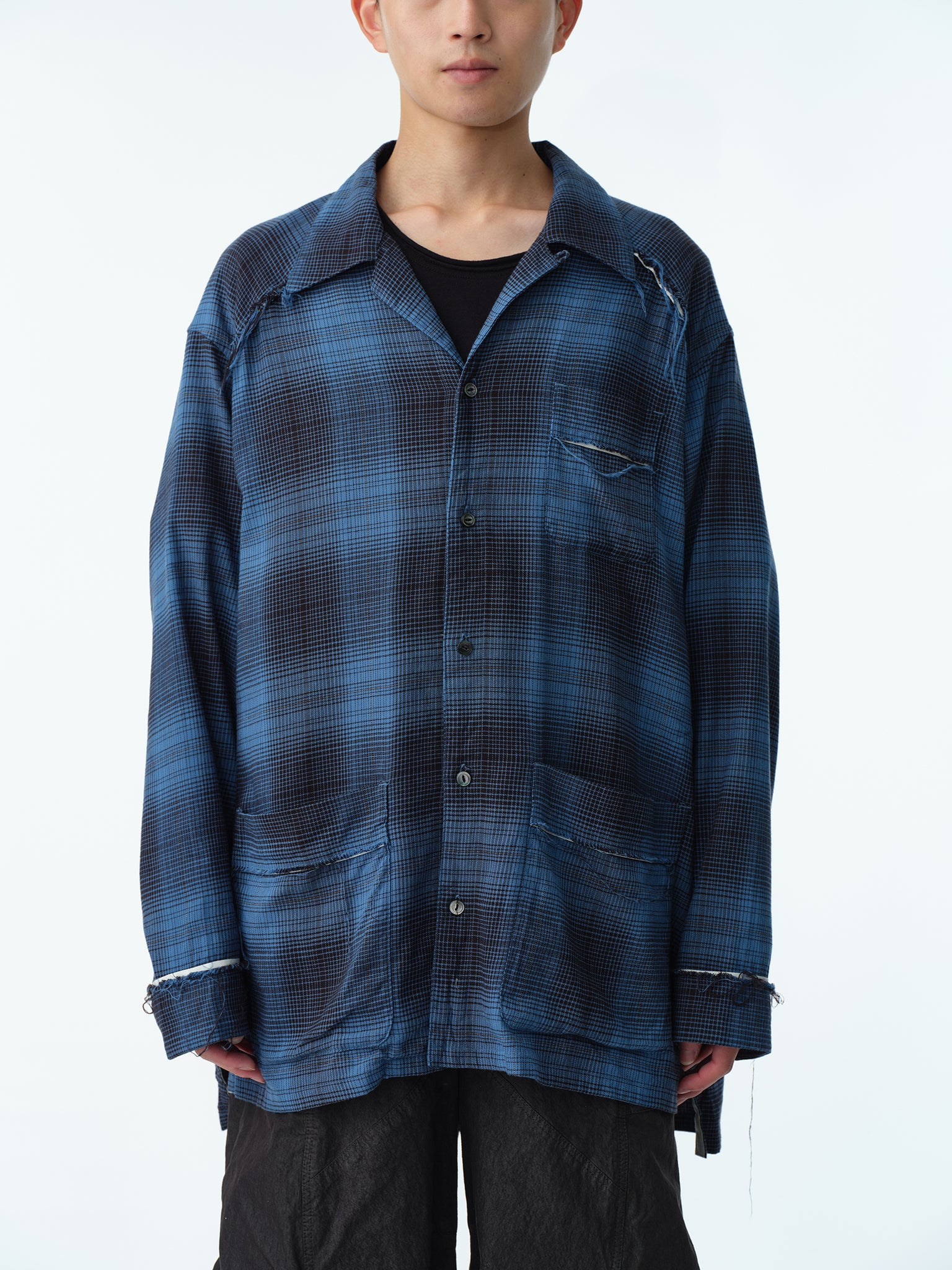 OMBRE CHECK PAJAMA SHIRT .13【CLASSIC BLUE】