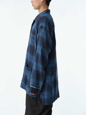 OMBRE CHECK PAJAMA SHIRT .13【CLASSIC BLUE】