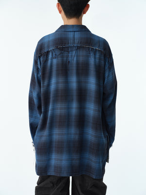 OMBRE CHECK PAJAMA SHIRT .13【CLASSIC BLUE】