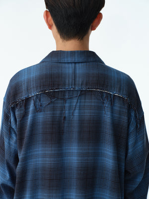 OMBRE CHECK PAJAMA SHIRT .13【CLASSIC BLUE】