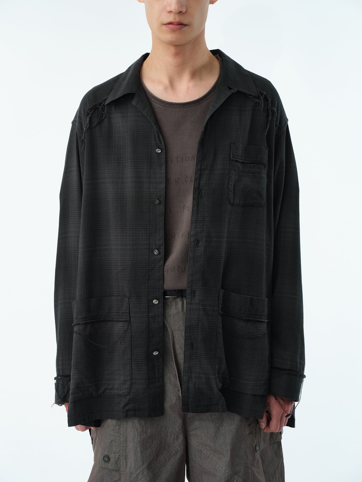 OMBRE CHECK PAJAMA SHIRT .13【BLACK】