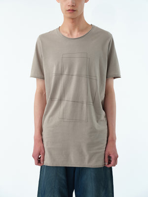 CUT-OFF FADE T-SHIRT .13【SAND GREGE -GEOMETRIC-】