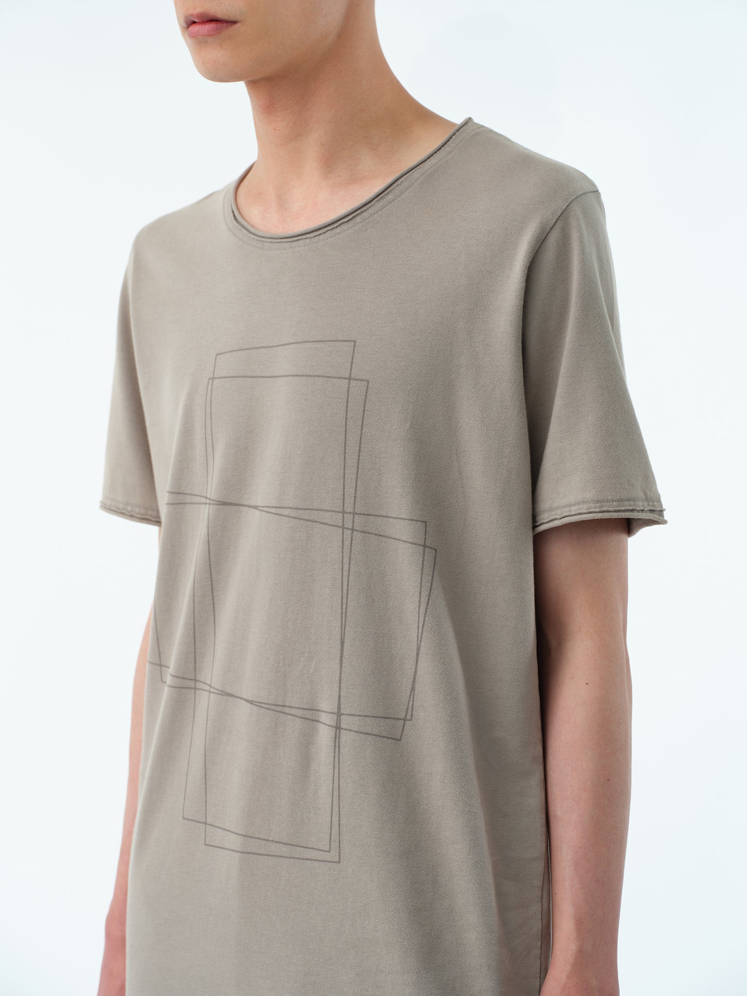 CUT-OFF FADE T-SHIRT .13【SAND GREGE -GEOMETRIC-】