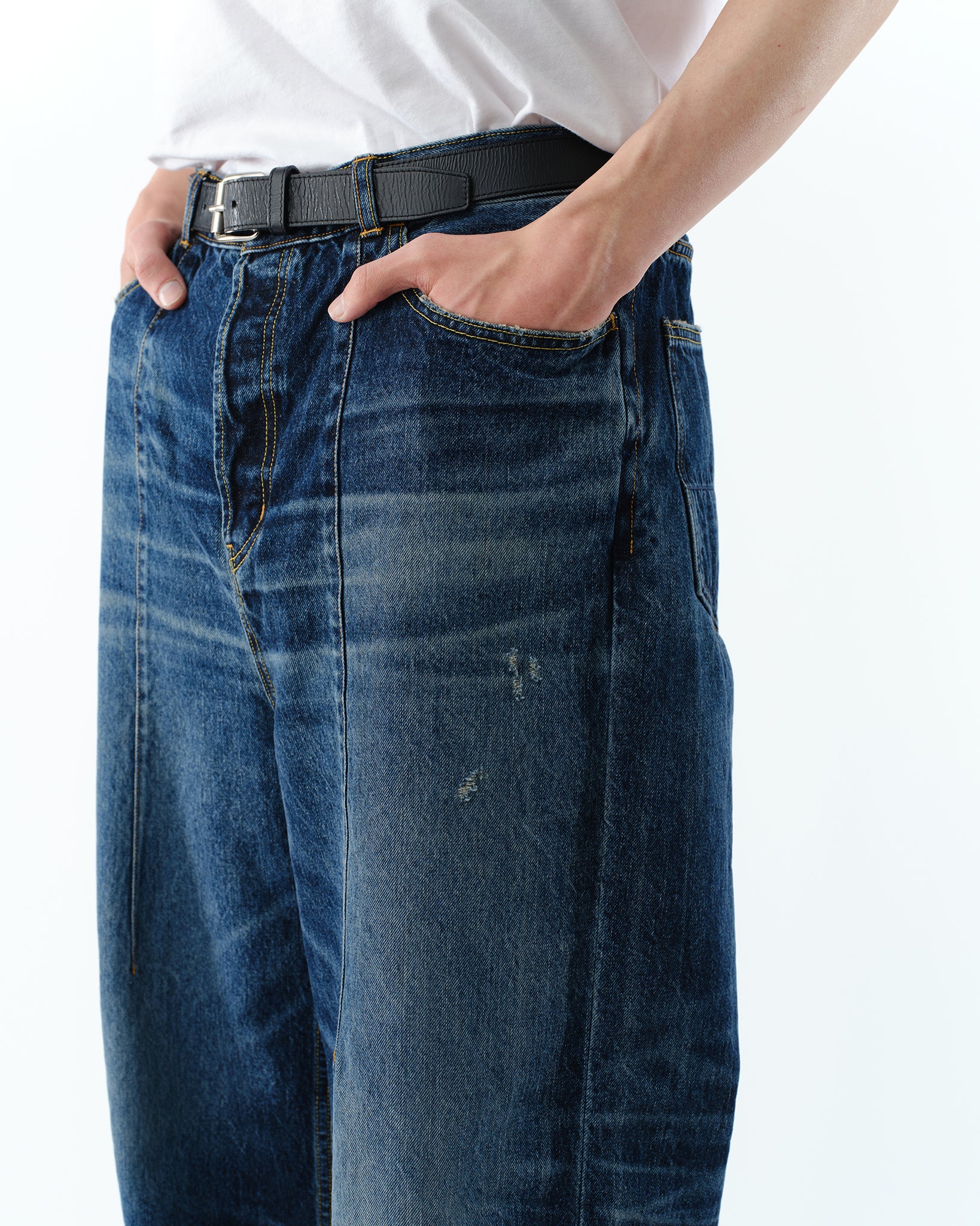 WIDE SEAM DENIM BAGGY PANTS .13【USED INDIGO】