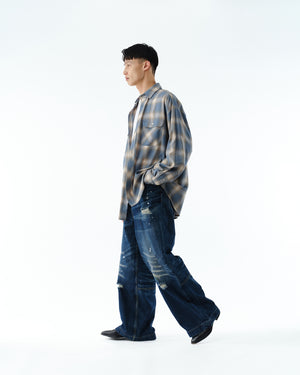 WIDE SEAM DENIM BAGGY PANTS .13【DAMAGE INDIGO】