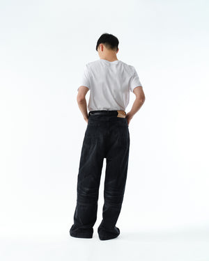 WIDE SEAM DENIM BAGGY PANTS .13 [DAMAGE BLACK]